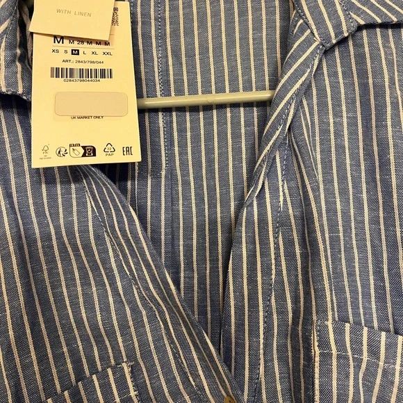 ZARA Trendy yet Classic Striped Linen Sky Blue Striped Maxi Dress🔥🔥🔥 - Picture 7 of 9